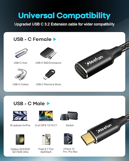 Cleefun USB-C extension cable