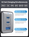 128W USb C Wall charger GaN 3port fast charging station
