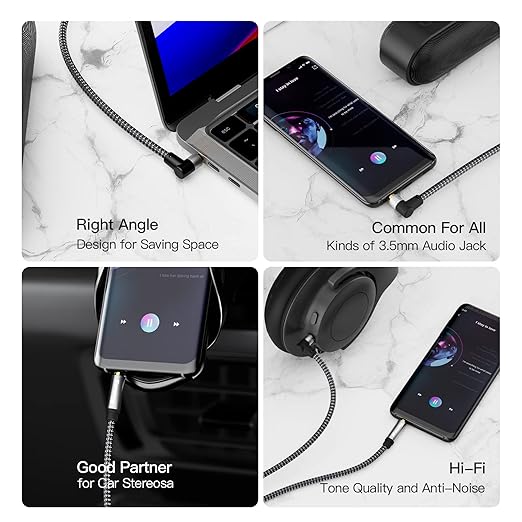 NanXudyj 3.5mm to 3.5mm 90 degrees aux cable