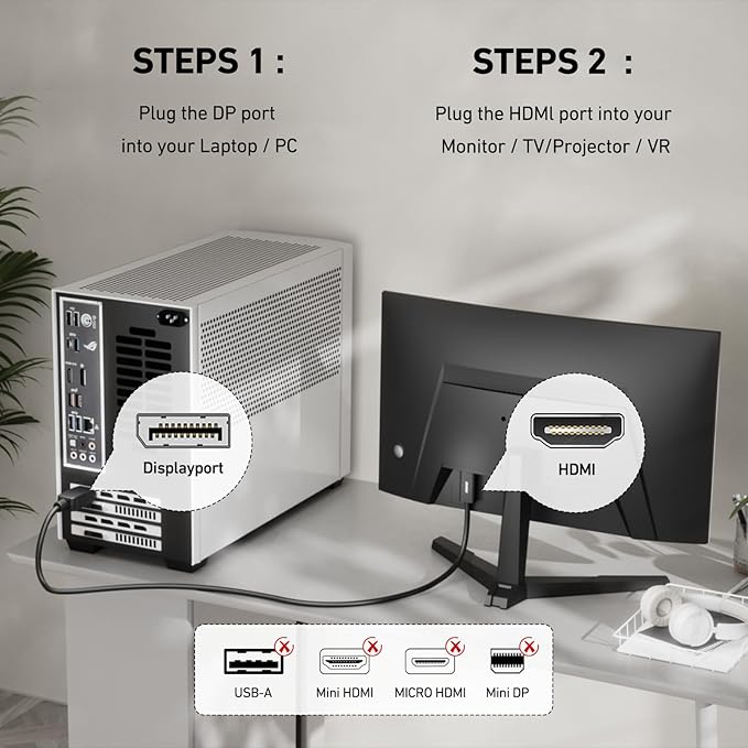 Benfei 4K Display port to HDMI cable (6ft) 