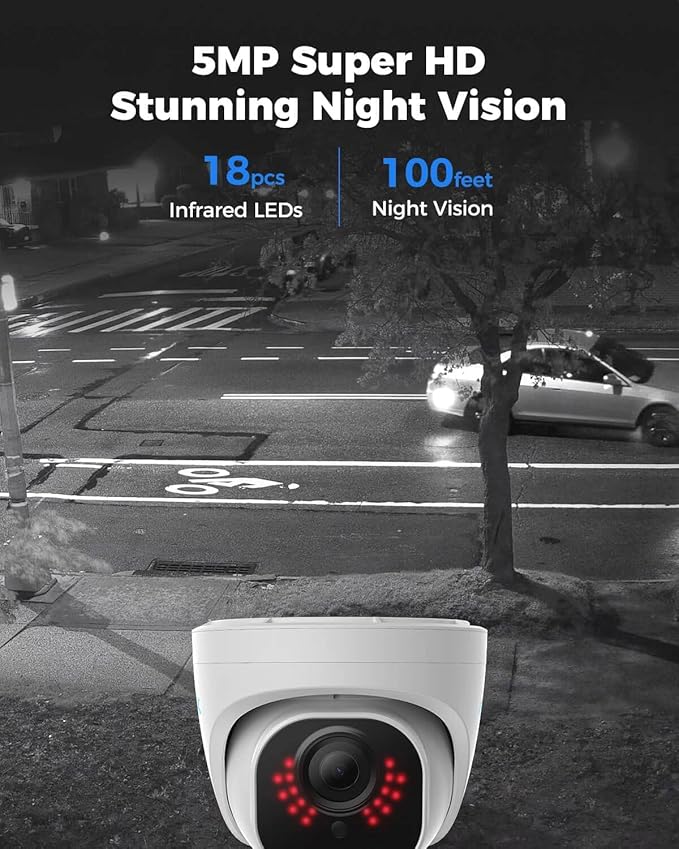 REOLINK Smart 5MP Home Security Camera System and 4K 8 Channel NVR