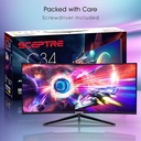 Sceptre 34 Inch Curved Ultrawide WQHD monitor 3440 X 1440 pixels 165Hz