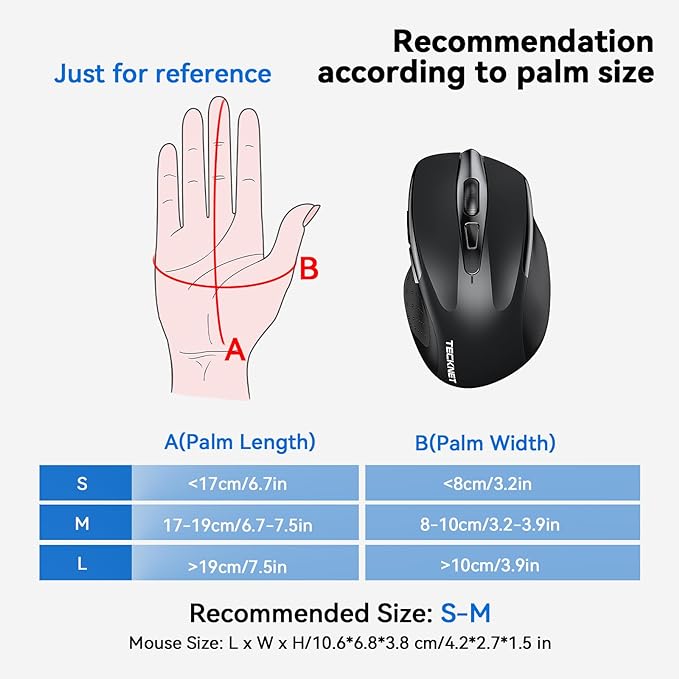 TECKNET ergonomic Wireless Mouse (Rechargeable)