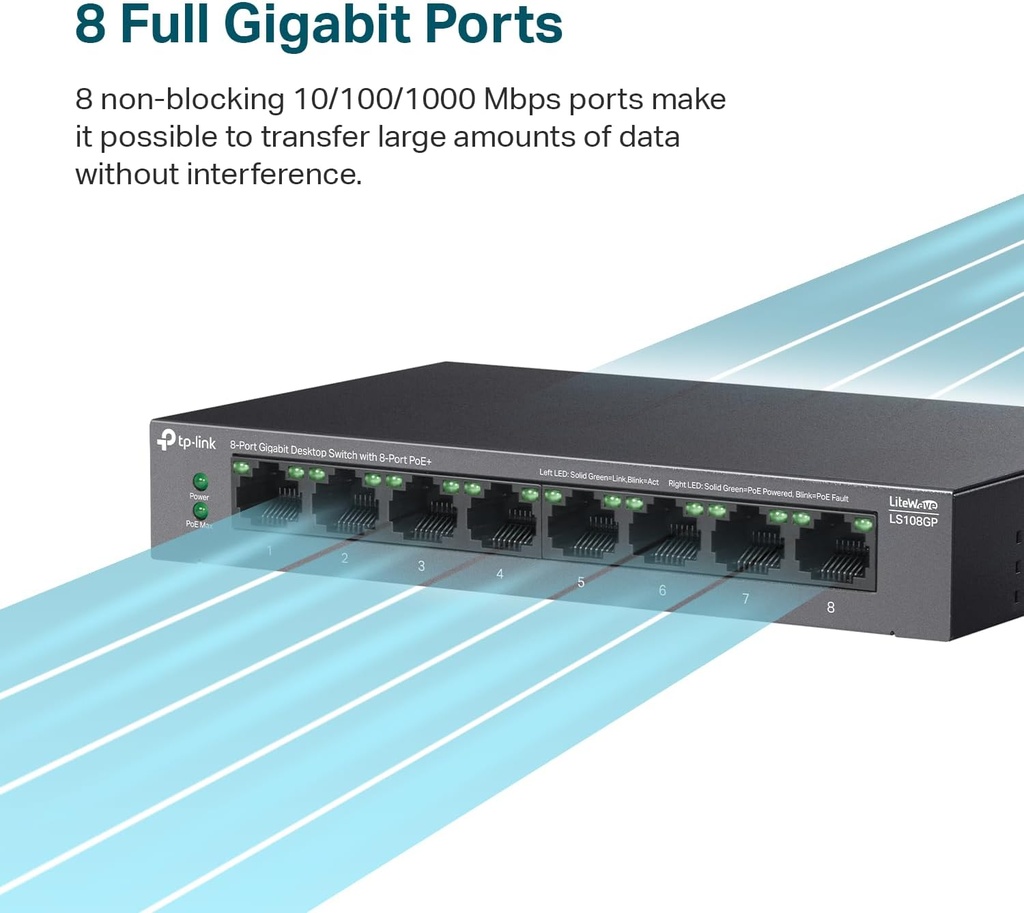 Tp-Link 8 port Gigabit PoE+ Switch - LS108GP