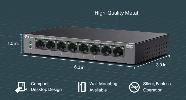 Tp-Link 8 port Gigabit PoE+ Switch - LS108GP