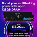 Crucial 16GB DDR5 RAM Kit (2x8GB), 4800MHz (PC5-38400) CL40 UDIMM 288-Pin Desktop Memory