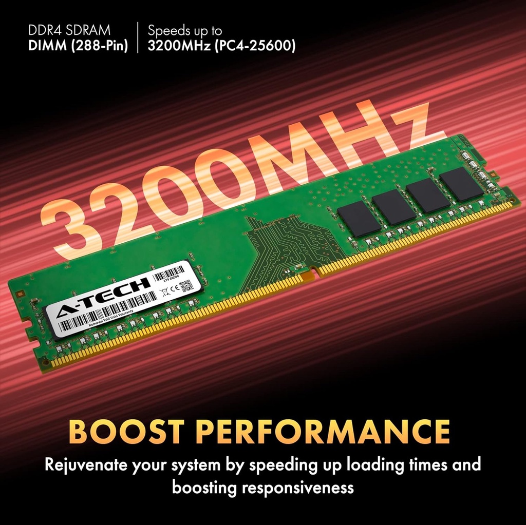 A-Tech 16GB (2x8GB) DDR4 3200 MHz UDIMM PC4-25600 (PC4-3200AA) CL22 DIMM Non-ECC Desktop RAM Memory Modules 