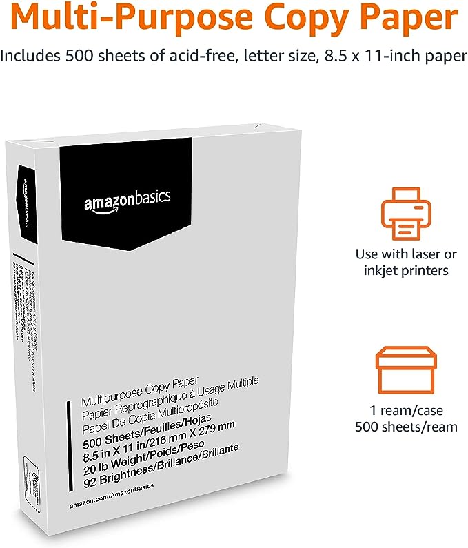 Amazon basics Letter size copy paper