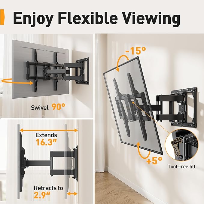Perlegear Full-Motion TV Wall Mount