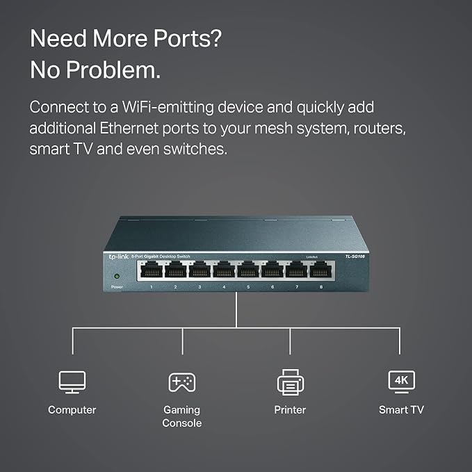 TP-Link TL-SG108 8 Port Gigabit Unmanaged Ethernet Network Switch