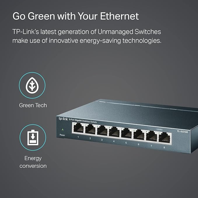 TP-Link TL-SG108 8 Port Gigabit Unmanaged Ethernet Network Switch