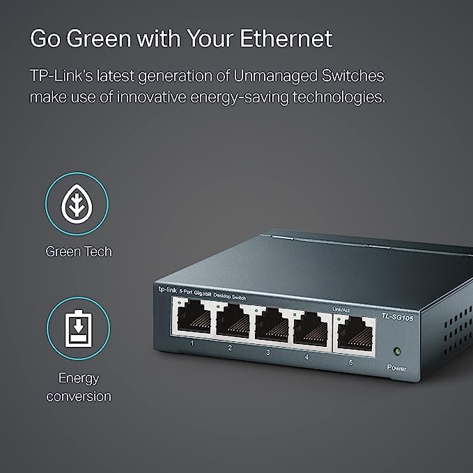 TP-Link TL-SG105, 5 Port Gigabit Unmanaged Ethernet Switch