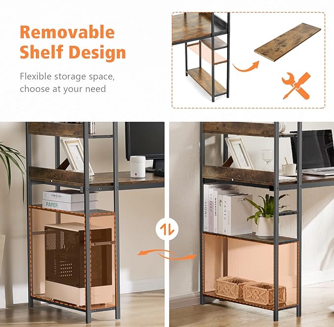 Sweetcrispy 47" Multi-Purpose Desk with shelves