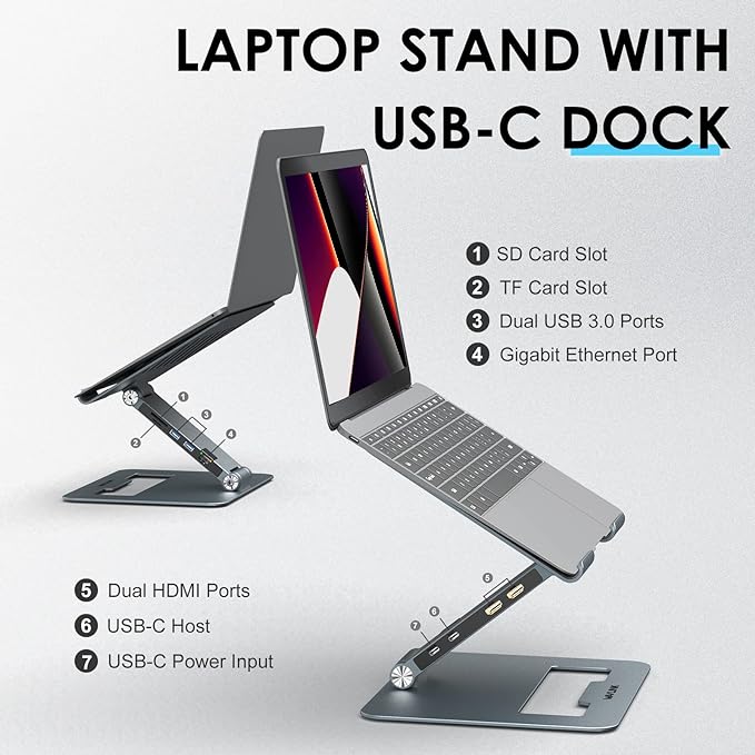 Wavlink Ergonomic laptop stand with USB-C dock