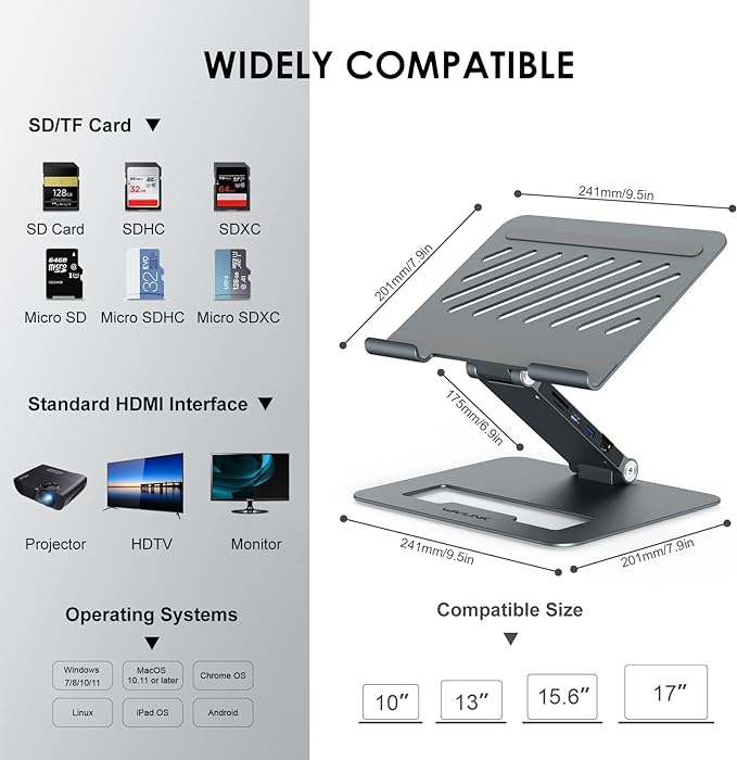 Wavlink Ergonomic laptop stand with USB-C dock