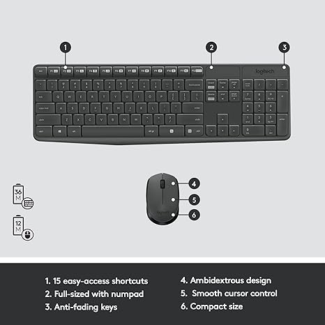Logitech MK235 Wireless Keyboard and Mouse combo