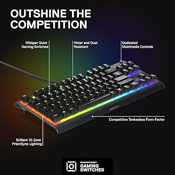 SteelSeries Apex 3 TKL RGB Gaming Keyboard