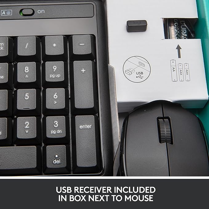 Logitech MK345 Wireless Combo Full-Sized Keyboard with Palm Rest and Comfortable Right-Handed Mouse