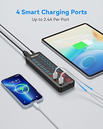 Powered USB 3.0 Hub, Wenter 11-port Hub Splitter (7 faster)