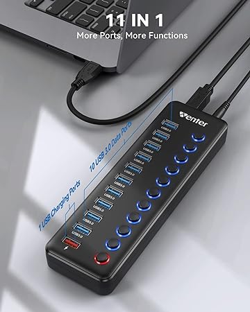 Powered USB Hub, Wenter 11-port USB Splitter (10 faster)
