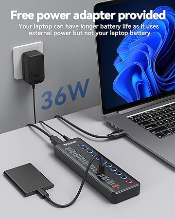 Powered USB Hub, Wenter 11-port USB Splitter (10 faster)