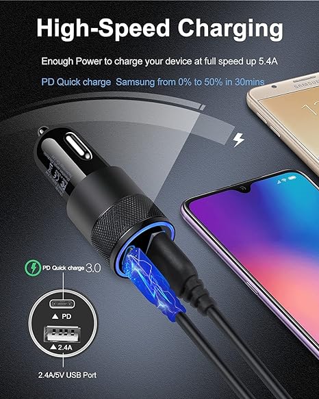 AILKIN 30W PD USB-C and USB-A car Charging block