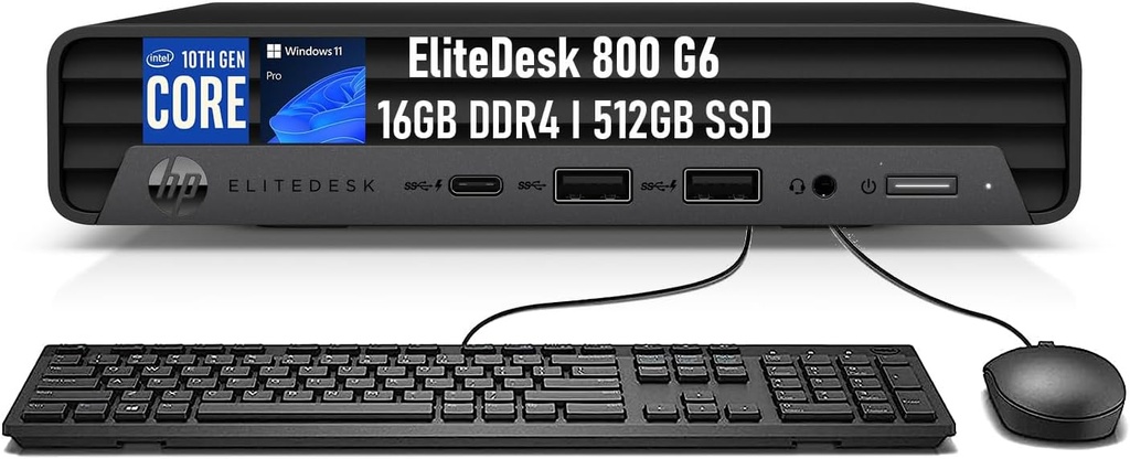 HP Elitedesk 800 G6 - Desktop Mini PC with Mice and Keyboard