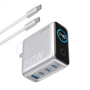 Anker 140W 4-Port GaN USB C Charger Block with Smart Display, USB C+A Power Adapter - B2697