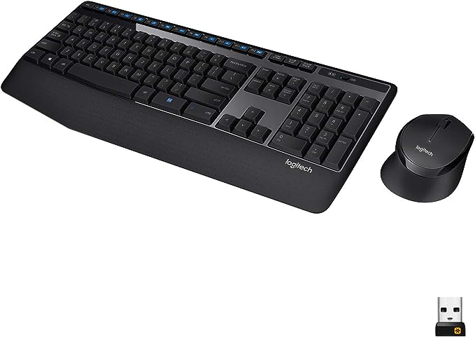 Logitech MK345 Wireless Combo Full-Sized Keyboard with Palm Rest and Comfortable Right-Handed Mouse