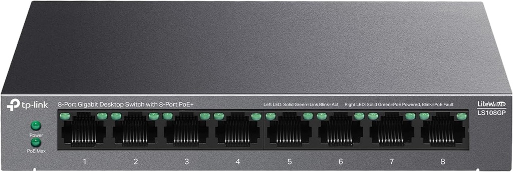 Tp-Link 8 port Gigabit PoE+ Switch - LS108GP