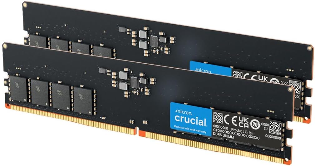 Crucial 16GB DDR5 RAM Kit (2x8GB), 4800MHz (PC5-38400) CL40 UDIMM 288-Pin Desktop Memory - RAM