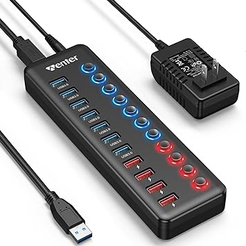 Powered USB 3.0 Hub, Wenter 11-port Hub Splitter (7 faster)