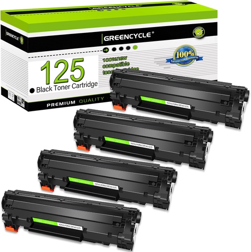 Greencycle Canon 125 CRG-125 (Black, 4 Pack)